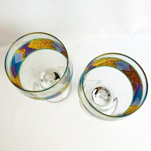 Sango Stemmed Goblets Potpourri by Sue Zipkin Set of TWO Glassware 14 oz. - Picture 4 of 7